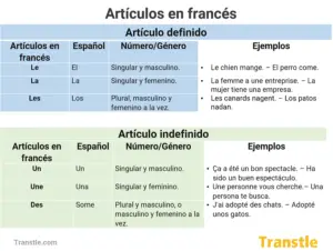 Artículos en Francés L article Guía con Ejemplos Transtle