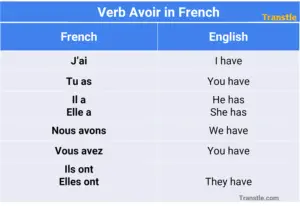 verb avoir in french conjugation in french and english