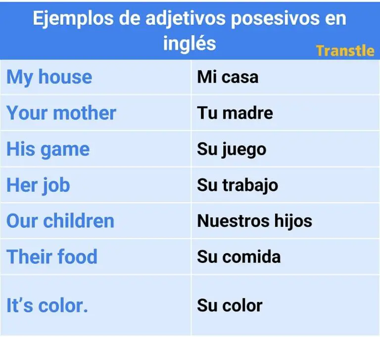 ejemplos de adjtivos posesivos en inglés